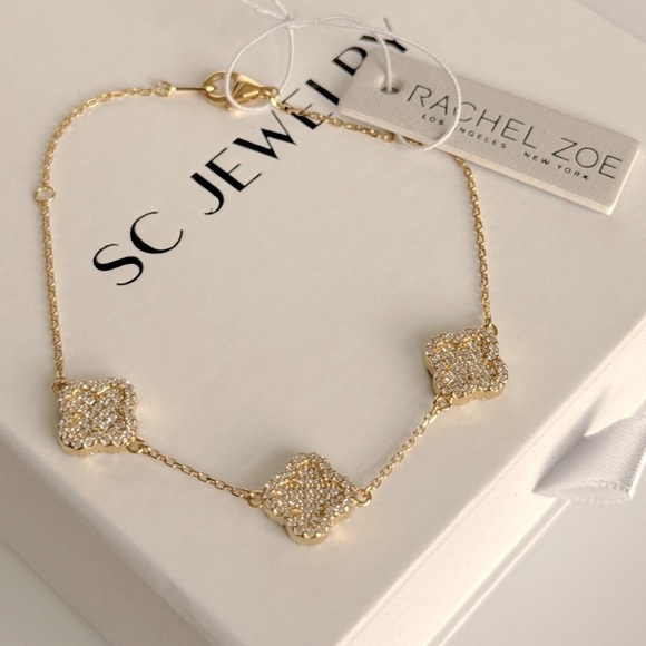 Rachel Zoe Clover Bracelet Cubic Zirconia Sterling Silver - Picture 2 of 7